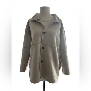 NEW Women’s Beige Light Sand Tan Sherpa Jacket Faux suede Comfy Warm